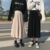 High Elastic Waist Rib Pleated Long Skirt